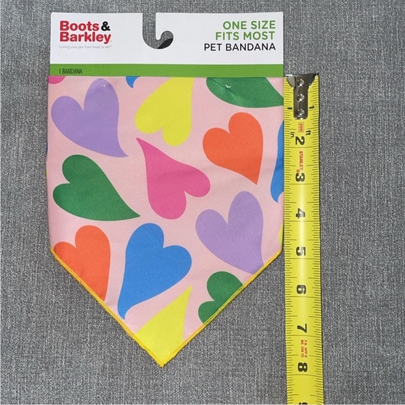 Boots & Barkley Pink Bandana with Multicolored Hearts - Picture 3 of 3